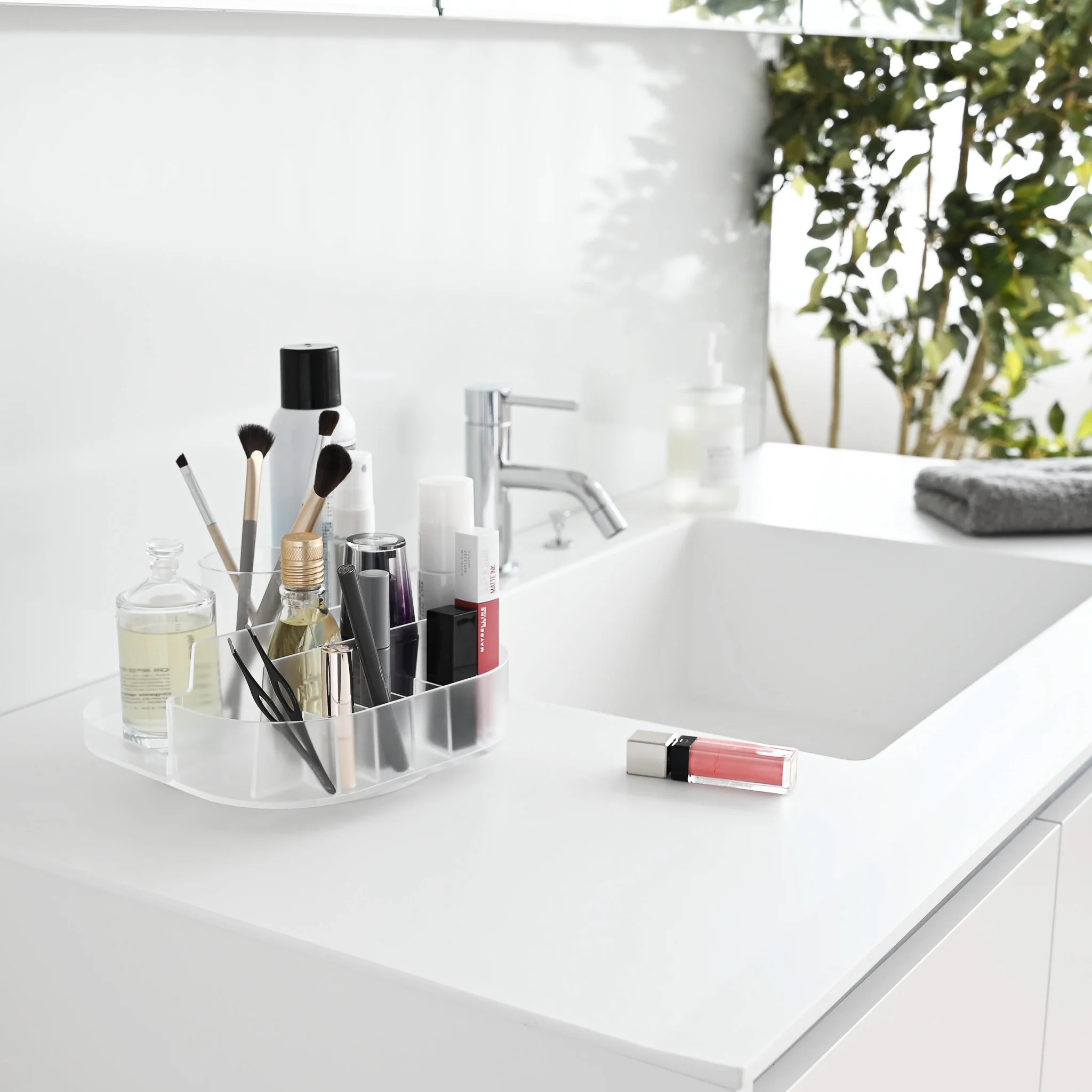 Slim Rotating Storage Tray with Compartments - Image 2