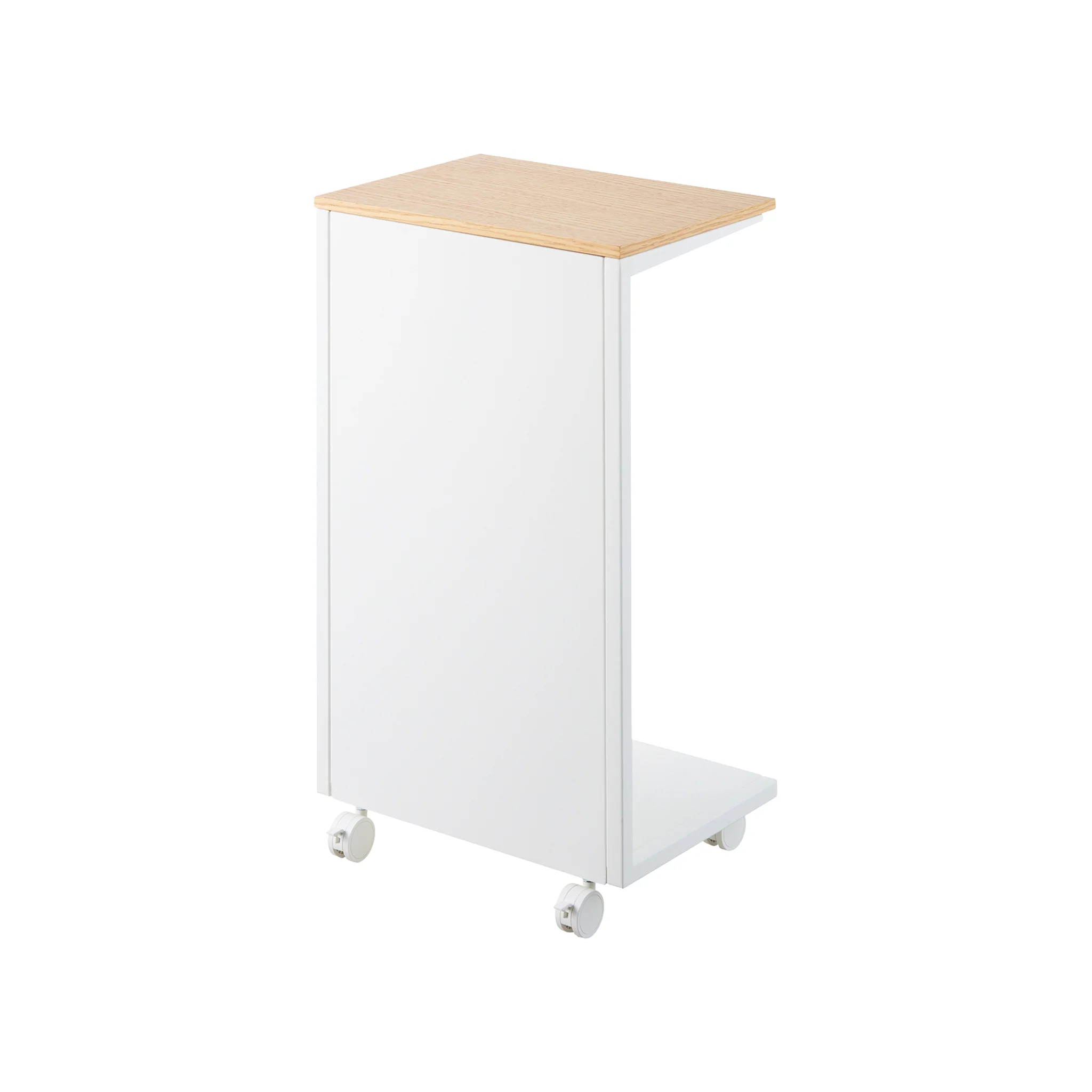 Semi-Closed Wood-Top Side Table with Casters