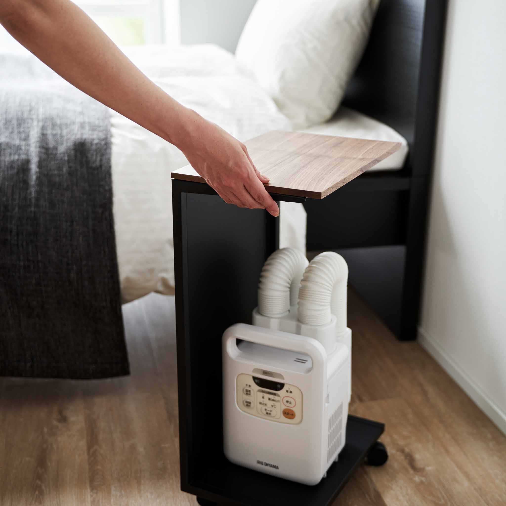 Semi-Closed Wood-Top Side Table with Casters - Image 18
