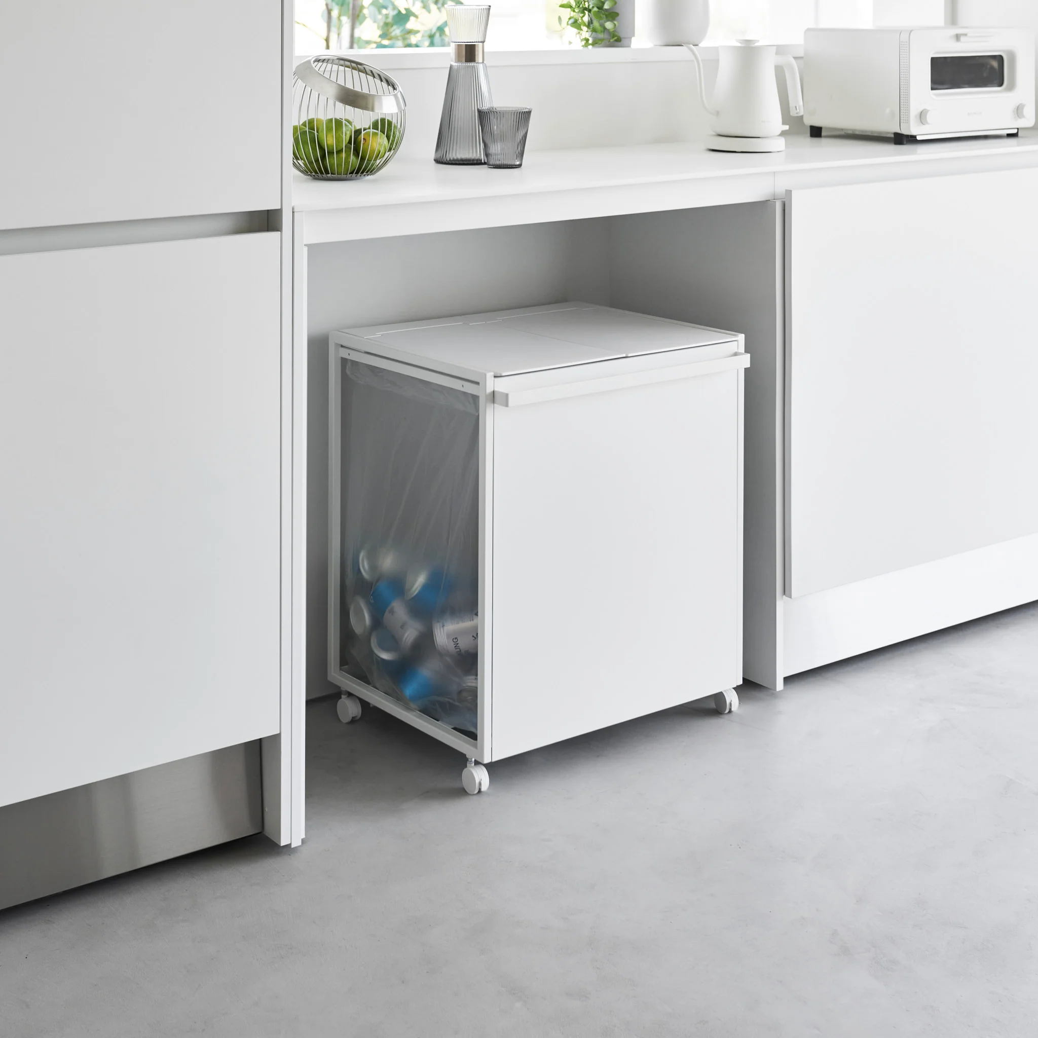 2-Compartment Trash Can with Casters - Image 2