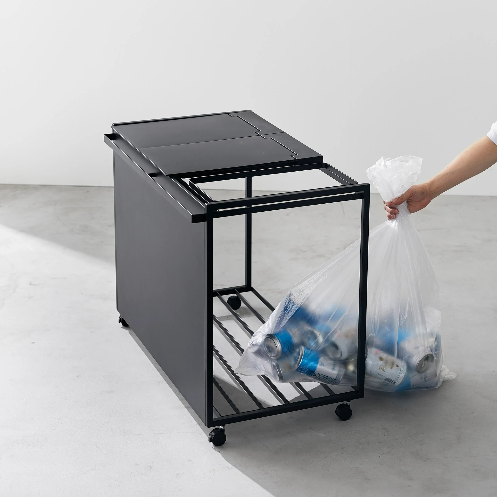 3-Compartment Trash Can with Casters - Image 25