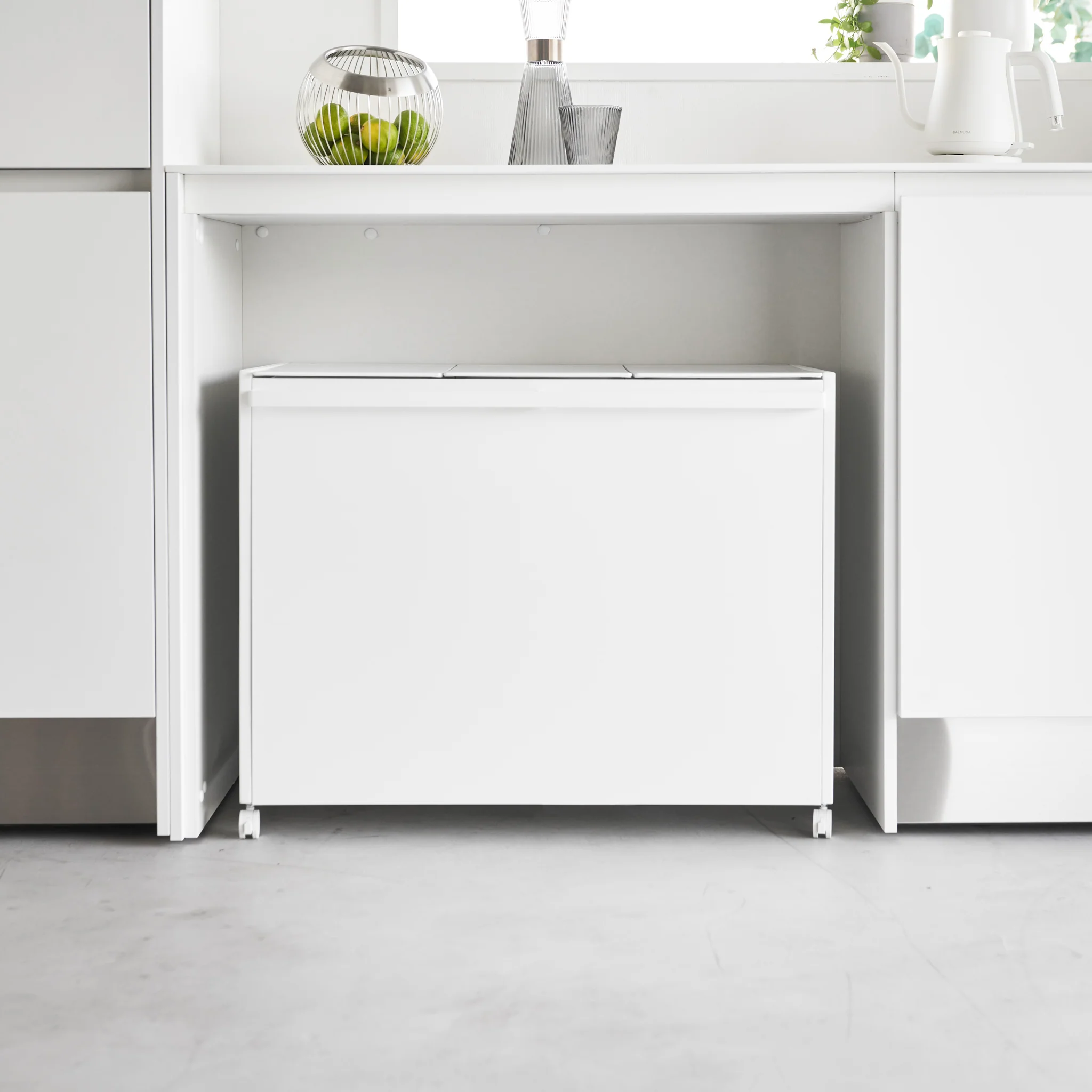 3-Compartment Trash Can with Casters - Image 5