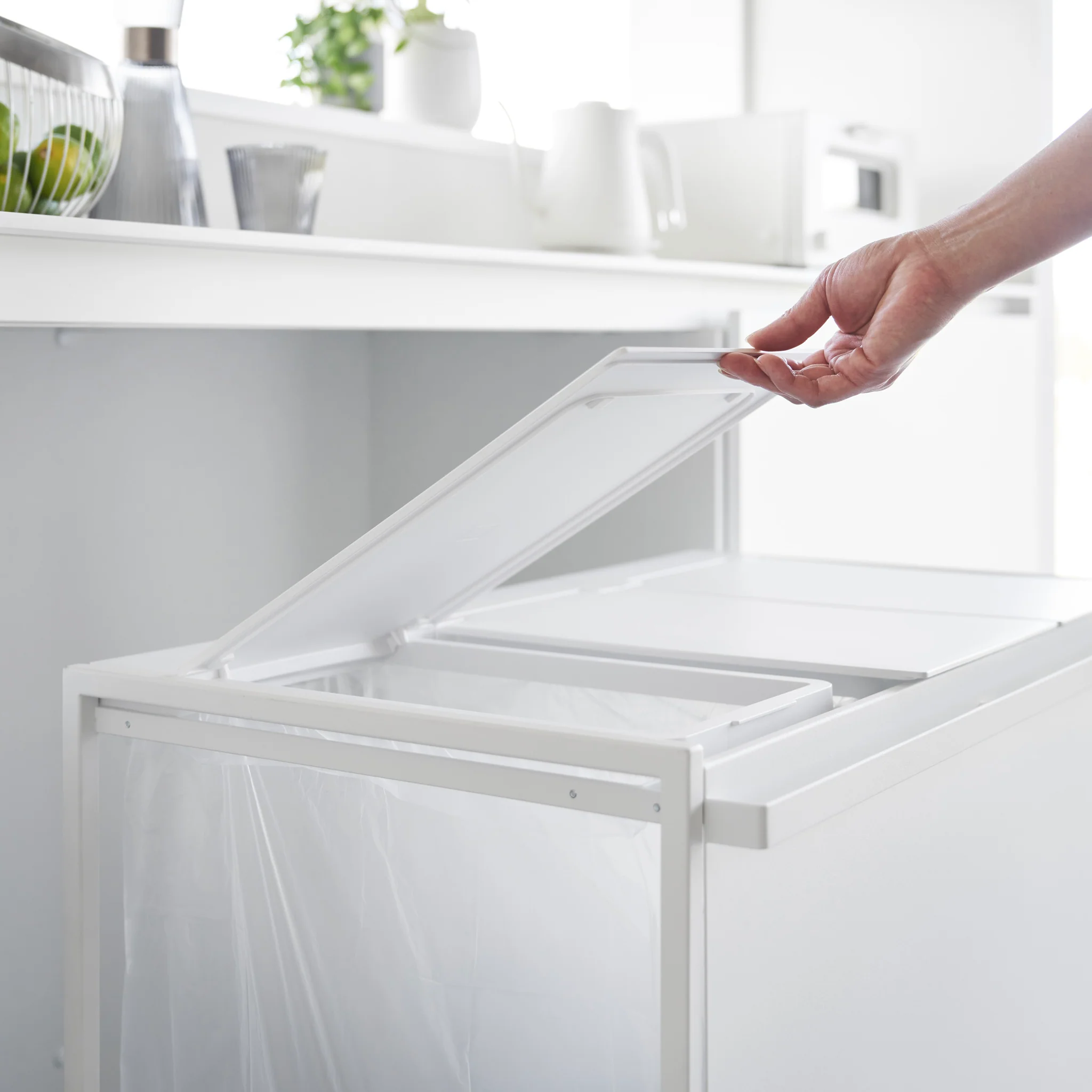 3-Compartment Trash Can with Casters - Image 8