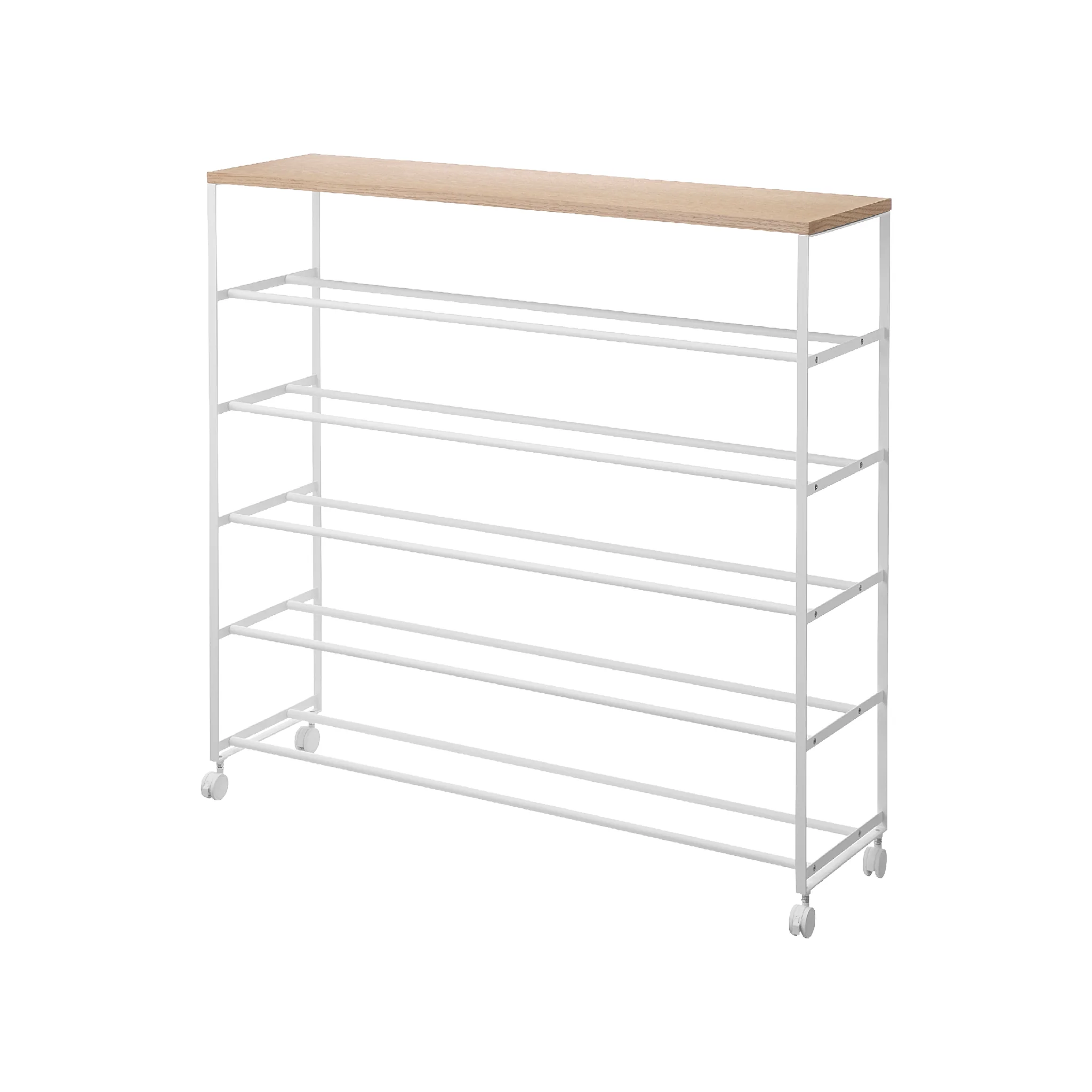 5-Tiered Wood-Top Shoe Rack with Casters - Image 12