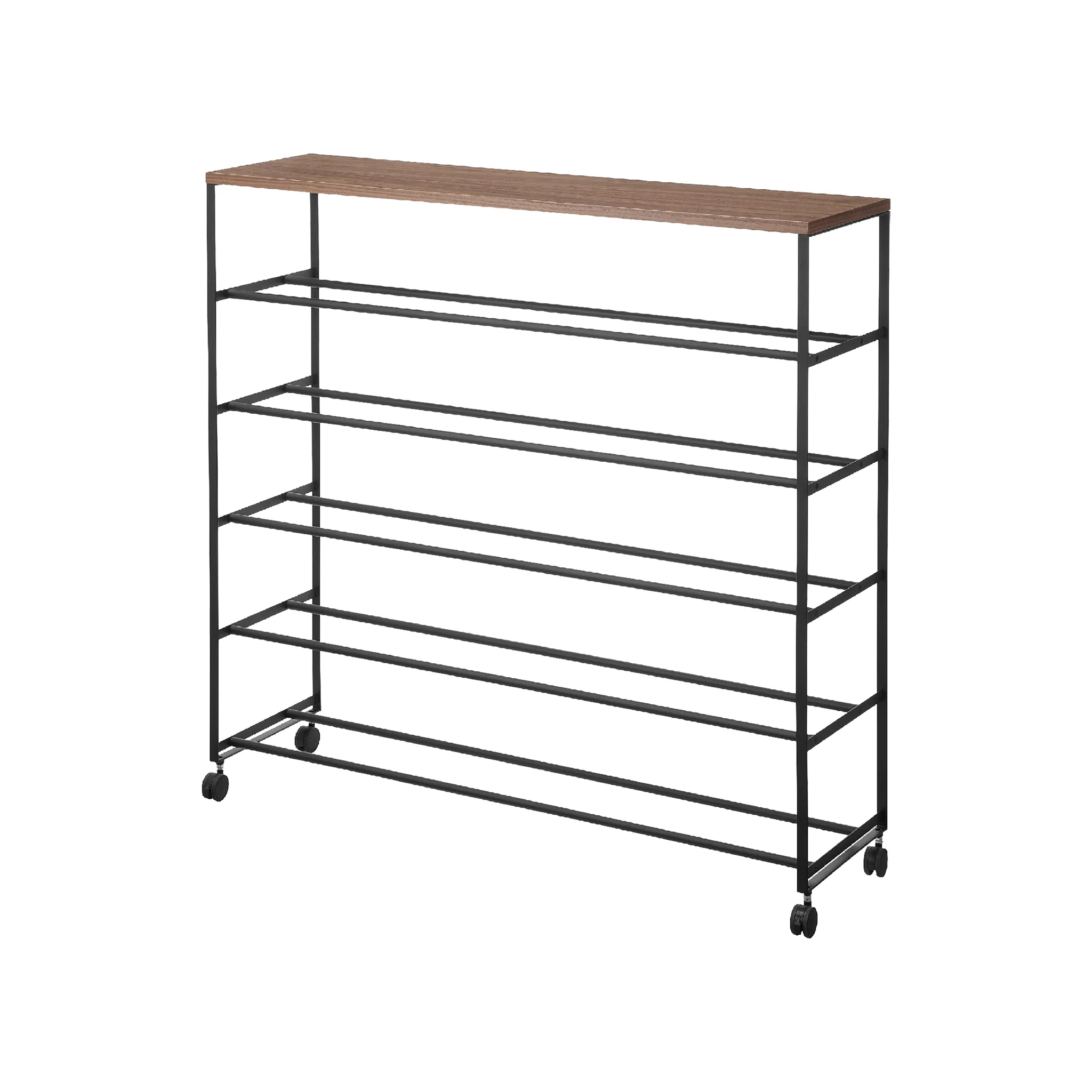 5-Tiered Wood-Top Shoe Rack with Casters - Image 24