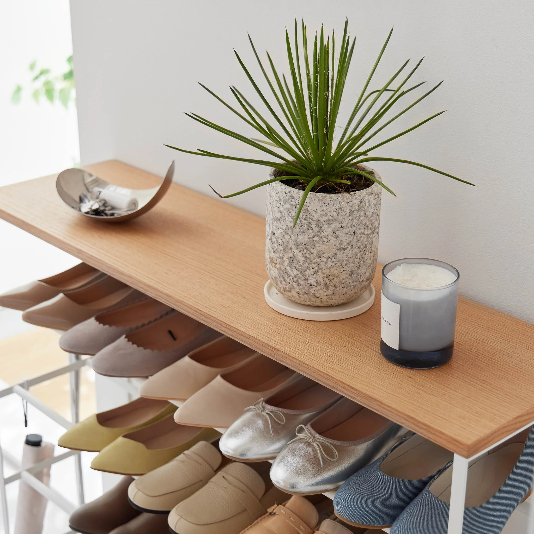 5-Tiered Wood-Top Shoe Rack with Casters - Image 5