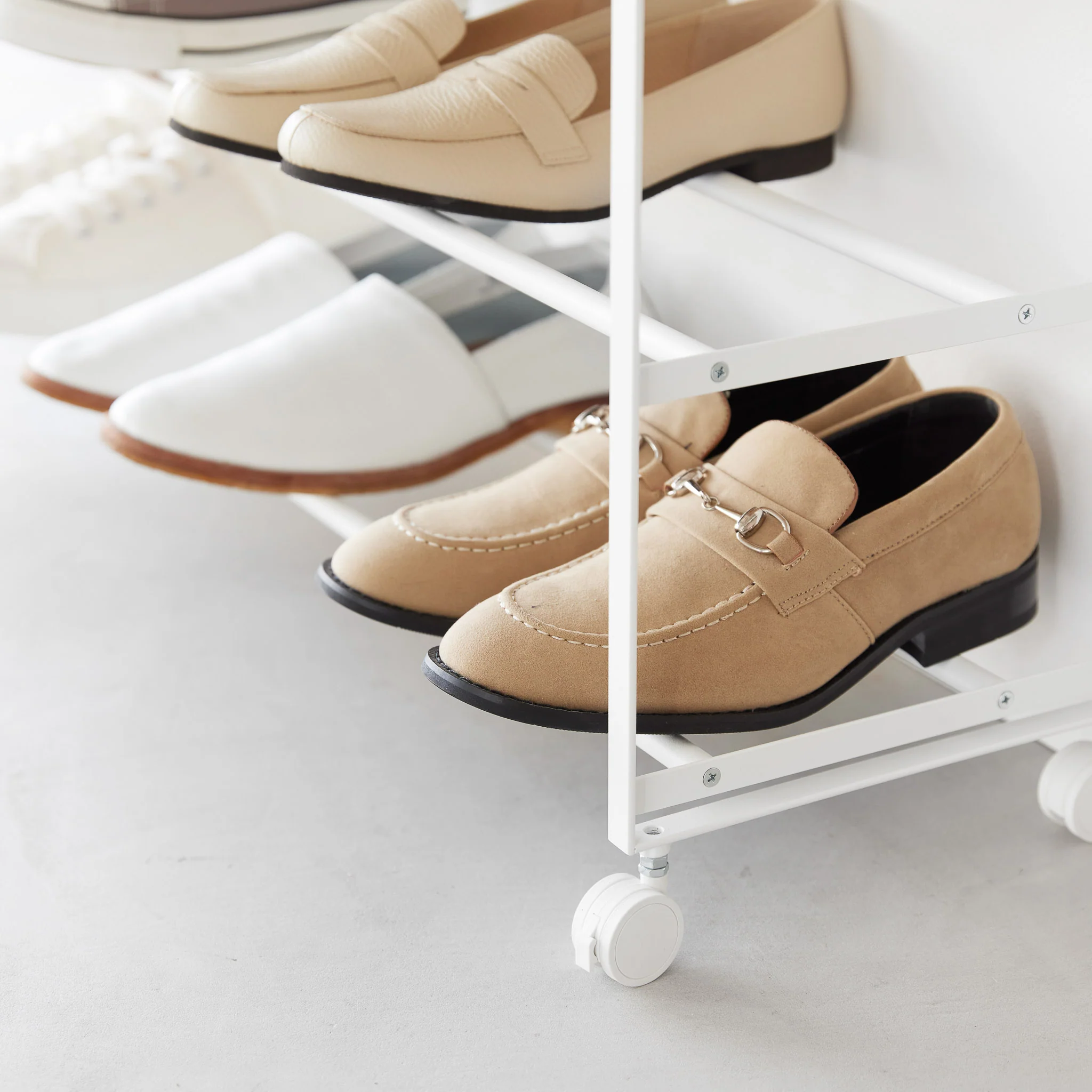 5-Tiered Wood-Top Shoe Rack with Casters - Image 7