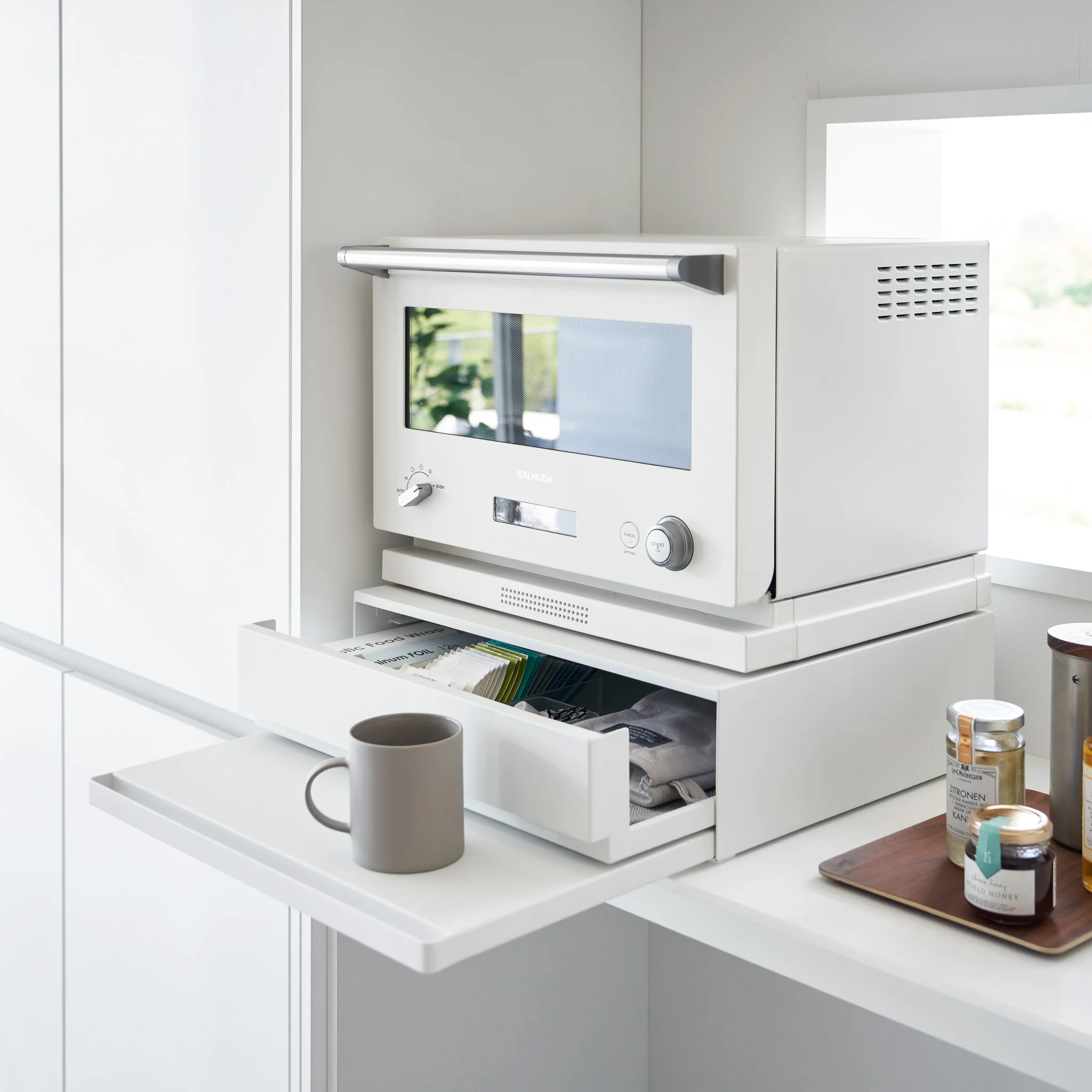 Sliding Countertop Tray with Drawer - Image 2