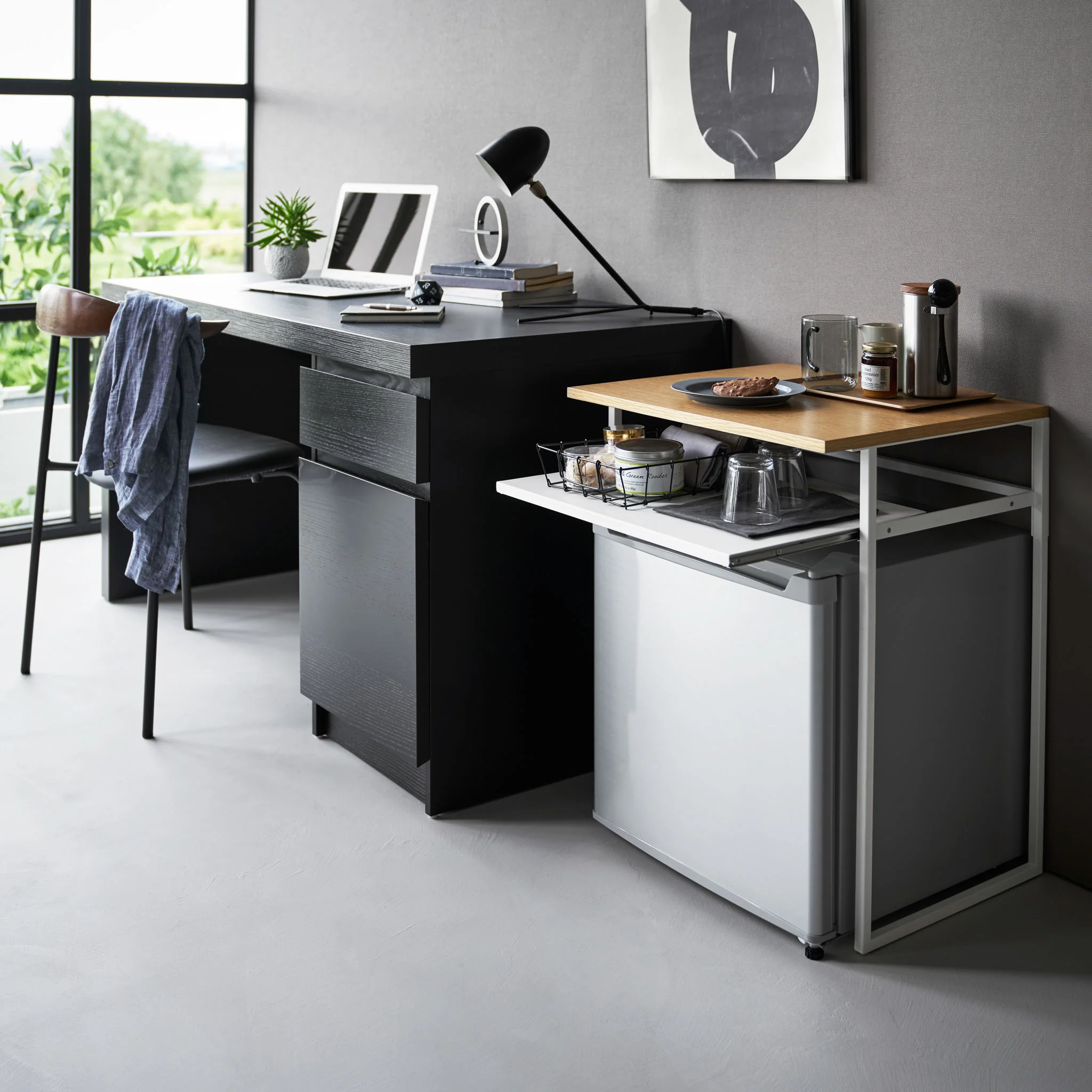 Wood-Top Table with Sliding Shelf - Image 3
